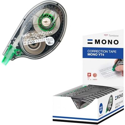 Tombow Réf CT-YT4 Correcteur à sec roller Boîtier transparent 4 mm x 10 m Lot de 10 - Publicité Tombow Réf CT-YT4 Correcteur à sec roller Boîtier transparent 4 mm x 10 m Lot de 10 - Publicité