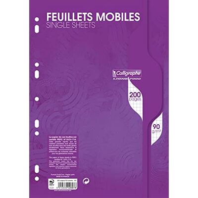 Calligraphe 2697C Un Paquet de Feuillets Mobiles Perforés sous Film (une Marque de Clairefontaine) A4 21x29,7 cm 200 Pages Petits Carreaux Papier 90 g - Publicité Calligraphe 2697C Un Paquet de Feuillets Mobiles Perforés sous Film (une Marque de Clairefontaine) A4 21x29,7 cm 200 Pages Petits Carreaux Papier 90 g - Publicité
