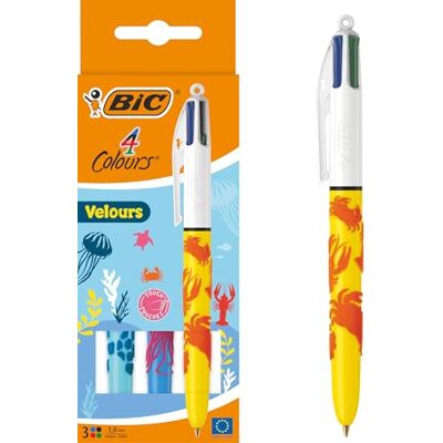 BIC 4 Couleurs Velours Stylos-Bille Pointe Moyenne (10 mm) Motifs Vie Marine Assortis Pack de 3 - Publicité BIC 4 Couleurs Velours Stylos-Bille Pointe Moyenne (10 mm) Motifs Vie Marine Assortis Pack de 3 - Publicité