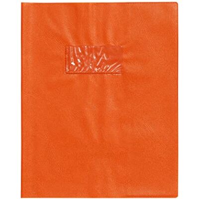 Calligraphe 72008AMZC Un Protège-Cahier Grain Cuir Orange 17x22 cm 22/100ème avec Porte-Étiquette PVC Opaque - Publicité Calligraphe 72008AMZC Un Protège-Cahier Grain Cuir Orange 17x22 cm 22/100ème avec Porte-Étiquette PVC Opaque - Publicité