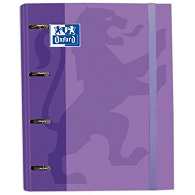 Oxford , Classeur 4 anneaux A4+ couverture extra rigide avec élastique. Recharge quadrillée 5 x 5. Couleur mauve - Publicité Oxford , Classeur 4 anneaux A4+ couverture extra rigide avec élastique. Recharge quadrillée 5 x 5. Couleur mauve - Publicité