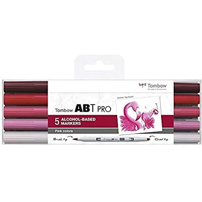 Tombow ABTP-5P-7, Marqueur à base d'alcool ABT PRO avec deux pointes, Couleurs : rose, 5pcs - Publicité Tombow ABTP-5P-7, Marqueur à base d'alcool ABT PRO avec deux pointes, Couleurs : rose, 5pcs - Publicité