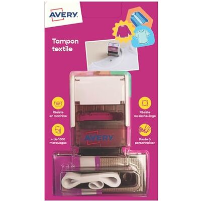 Avery Tampon Encreur Personnalisable Pour Enfants Et Adultes Personnalisable 288 caractères Résistant Au Lavage Avec Encre Indélébile Polyvalent Jusqu'à 90°C - Publicité Avery Tampon Encreur Personnalisable Pour Enfants Et Adultes Personnalisable 288 caractères Résistant Au Lavage Avec Encre Indélébile Polyvalent Jusqu'à 90°C - Publicité