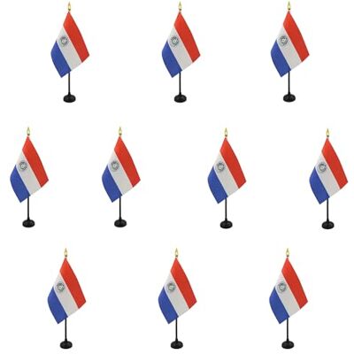 AZ FLAG Lot de 10 Mini Drapeau Paraguay De Table 15x10 cm 10 Drapeaux Paraguayen De Bureau 100% Polyester Avec Hampe Point Dorée - Publicité AZ FLAG Lot de 10 Mini Drapeau Paraguay De Table 15x10 cm 10 Drapeaux Paraguayen De Bureau 100% Polyester Avec Hampe Point Dorée - Publicité