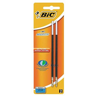 BIC Atlantis Classic Recharges Stylo-Bille Pointe Moyenne (1,0 mm)- Noir, Blister de 2 - Publicité BIC Atlantis Classic Recharges Stylo-Bille Pointe Moyenne (1,0 mm)- Noir, Blister de 2 - Publicité