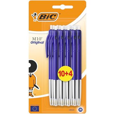 BIC M10 Original Stylos-Bille Bleu, Blister Format Spécial de 14 - Publicité BIC M10 Original Stylos-Bille Bleu, Blister Format Spécial de 14 - Publicité