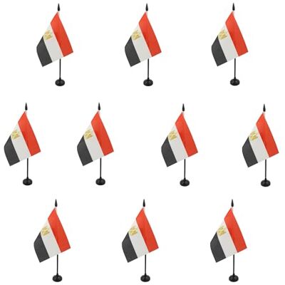 AZ FLAG Lot de 10 Drapeau De Table Egypte 15x10 cm 10 Mini Drapeaux Egyptien De Bureau 100% Polyester Avec Hampe De 25cm Et Socle En Plastique Noir - Publicité AZ FLAG Lot de 10 Drapeau De Table Egypte 15x10 cm 10 Mini Drapeaux Egyptien De Bureau 100% Polyester Avec Hampe De 25cm Et Socle En Plastique Noir - Publicité