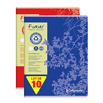 Calligraphe 17493C Un Lot de 10 Cahiers Agrafés Forever (une Marque de Clairefontaine) 24x32 cm 96 Pages Grands Carreaux Papier 100 % Recyclé 70 g Couverture Recyclée Couleurs Aléatoires - Publicité Calligraphe 17493C Un Lot de 10 Cahiers Agrafés Forever (une Marque de Clairefontaine) 24x32 cm 96 Pages Grands Carreaux Papier 100 % Recyclé 70 g Couverture Recyclée Couleurs Aléatoires - Publicité