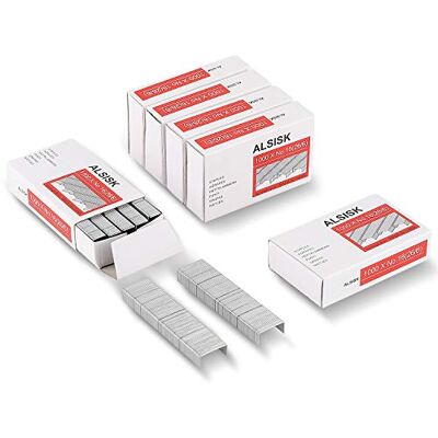 ALSISK Lot de 6 agrafes standard 26/6-1000 pièces par boîte, 6 boîtes en paquet (6000 pièces au total), argenté - Publicité ALSISK Lot de 6 agrafes standard 26/6-1000 pièces par boîte, 6 boîtes en paquet (6000 pièces au total), argenté - Publicité