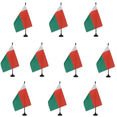 AZ FLAG Lot de 10 Drapeau De Table Madagascar 21x14 cm 10 Petits Drapeaux Malgache De Bureau 100% Polyester Avec Hampe De 25cm Et Socle En Plastique Noir - Publicité AZ FLAG Lot de 10 Drapeau De Table Madagascar 21x14 cm 10 Petits Drapeaux Malgache De Bureau 100% Polyester Avec Hampe De 25cm Et Socle En Plastique Noir - Publicité