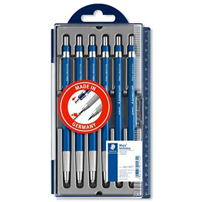 Staedtler Mars Technico, Porte-mines bleus de 2 mm avec indication de degré réglable pour artistes et professionnels, Boîte plastique avec 6 porte-mines, 780 C PR5 - Publicité Staedtler Mars Technico, Porte-mines bleus de 2 mm avec indication de degré réglable pour artistes et professionnels, Boîte plastique avec 6 porte-mines, 780 C PR5 - Publicité