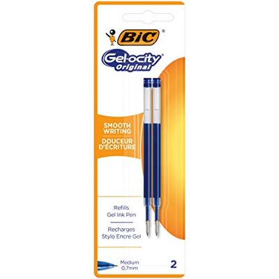 BIC Gel-ocity Recharges Stylo Gel Bleu, Blister de 2 - Publicité BIC Gel-ocity Recharges Stylo Gel Bleu, Blister de 2 - Publicité
