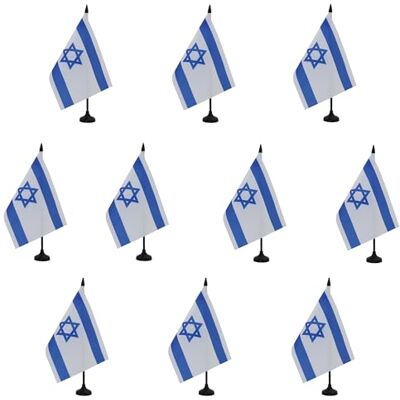 AZ FLAG Lot de 10 Drapeau De Table Israël 21x14 cm 10 Petits Drapeaux Israélien De Bureau 100% Polyester Avec Hampe De 25cm Et Socle En Plastique Noir - Publicité AZ FLAG Lot de 10 Drapeau De Table Israël 21x14 cm 10 Petits Drapeaux Israélien De Bureau 100% Polyester Avec Hampe De 25cm Et Socle En Plastique Noir - Publicité