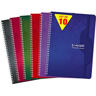 Calligraphe 203C Lot de 10 Cahiers Brochures Dos Toilé (une Marque de Clairefontaine) -17x22 cm 192 Pages Grands Carreaux Papier Blanc 70 g Couverture Carte Recyclée Vernie Couleurs Aléatoires - Publicité Calligraphe 203C Lot de 10 Cahiers Brochures Dos Toilé (une Marque de Clairefontaine) -17x22 cm 192 Pages Grands Carreaux Papier Blanc 70 g Couverture Carte Recyclée Vernie Couleurs Aléatoires - Publicité