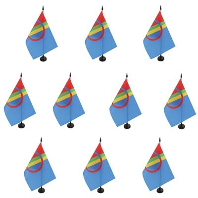 AZ FLAG Lot de 10 Drapeau De Table Samis de Laponie 21x14cm 10 Petits Drapeaux Saami De Bureau 100% Polyester Avec Hampe De 25cm Et Socle En Plastique Noir - Publicité AZ FLAG Lot de 10 Drapeau De Table Samis de Laponie 21x14cm 10 Petits Drapeaux Saami De Bureau 100% Polyester Avec Hampe De 25cm Et Socle En Plastique Noir - Publicité