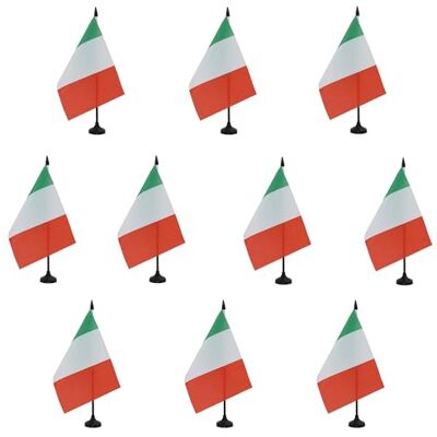 AZ FLAG Lot de 10 Drapeau De Table Italie 21x14 cm 10 Petits Drapeaux Italien De Bureau 100% Polyester Avec Hampe De 25cm Et Socle En Plastique Noir - Publicité AZ FLAG Lot de 10 Drapeau De Table Italie 21x14 cm 10 Petits Drapeaux Italien De Bureau 100% Polyester Avec Hampe De 25cm Et Socle En Plastique Noir - Publicité