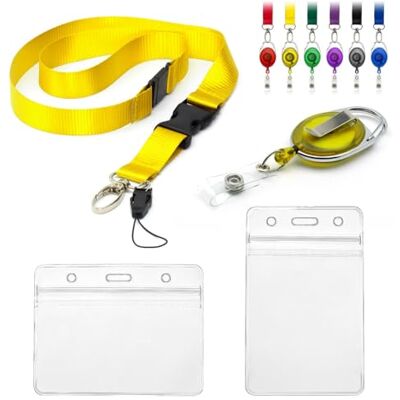 CKB LTD Lot de 4 cordons avec porte-cartes, comprenant 1 cordon de sécurité amovible, 1 clip rétractable Yo Yo, 2 badges d'identification transparents et étanches, pochettes d'identité en plastique d - Publicité CKB LTD Lot de 4 cordons avec porte-cartes, comprenant 1 cordon de sécurité amovible, 1 clip rétractable Yo Yo, 2 badges d'identification transparents et étanches, pochettes d'identité en plastique d - Publicité