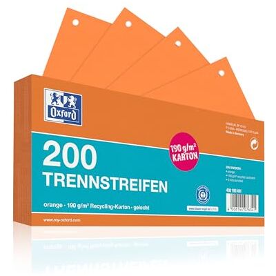 Oxford Lot de 200 intercalaires perforés en carton orange 190 g/m² - Publicité Oxford Lot de 200 intercalaires perforés en carton orange 190 g/m² - Publicité