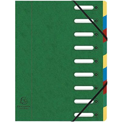 Exacompta 55093E Trieur Harmonika avec dos extensible, couverture avec fenêtres découpées 9 Compartiments 24,5x32 cm pour format A4, fermeture à élastique , Couverture en carte lustrée verte. Publicité Exacompta 55093E Trieur Harmonika avec dos extensible, couverture avec fenêtres découpées 9 Compartiments 24,5x32 cm pour format A4, fermeture à élastique , Couverture en carte lustrée verte. Publicité