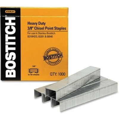 Bostitch Office Agrafes Lourdes, 1/2" W, 3/8" L, 1000/BX, Argenté, Poids: 0.2 livres, Compatible avec 00540, B310HDS, 03201 et autres agrafeuses lourdes - Publicité Bostitch Office Agrafes Lourdes, 1/2" W, 3/8" L, 1000/BX, Argenté, Poids: 0.2 livres, Compatible avec 00540, B310HDS, 03201 et autres agrafeuses lourdes - Publicité