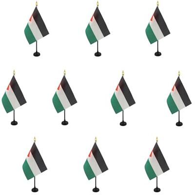 AZ FLAG Lot de 10 Mini Drapeau Palestine De Table 15x10 cm 10 Drapeaux Palestinien De Bureau 100% Polyester Avec Hampe Point Dorée - Publicité AZ FLAG Lot de 10 Mini Drapeau Palestine De Table 15x10 cm 10 Drapeaux Palestinien De Bureau 100% Polyester Avec Hampe Point Dorée - Publicité