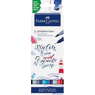 Faber-Castell Goldfaber Aqua Dual Marker Sea, 6 couleurs - Publicité Faber-Castell Goldfaber Aqua Dual Marker Sea, 6 couleurs - Publicité