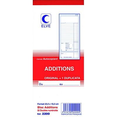 Elve Lot de 3 Blocs Manifold ADDITIONS numérotés 235 x 102 mm 50 Feuillets Dupli - Publicité Elve Lot de 3 Blocs Manifold ADDITIONS numérotés 235 x 102 mm 50 Feuillets Dupli - Publicité