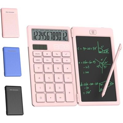GUYUCOM Calculatrice avec Tablette d'écriture et Stylo, Fonctionne à l'énergie Solaire et Piles, Convient pour Les étudiants, Les Familles, Les Bureaux (Rose) - Publicité GUYUCOM Calculatrice avec Tablette d'écriture et Stylo, Fonctionne à l'énergie Solaire et Piles, Convient pour Les étudiants, Les Familles, Les Bureaux (Rose) - Publicité