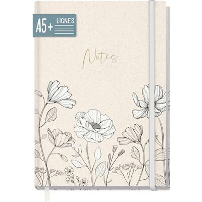 Häfft paper&you® Carnet A5+ ligné "Fleurs d'encre" Carnet de 156 pages lignées avec élastique, papier 100 g/m² – pour tenir un journal, prendre des notes - Publicité Häfft paper&you® Carnet A5+ ligné "Fleurs d'encre" Carnet de 156 pages lignées avec élastique, papier 100 g/m² – pour tenir un journal, prendre des notes - Publicité