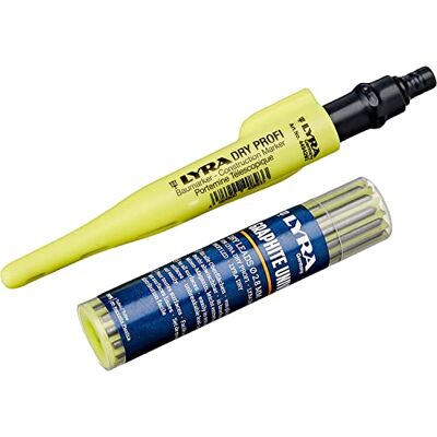 LYRA L4498103 Dry Profi Marqueur de construction, avec Taille-crayon et clip + 12 mines graphite universelles en 2B pour toutes les surfaces sous blister - Publicité LYRA L4498103 Dry Profi Marqueur de construction, avec Taille-crayon et clip + 12 mines graphite universelles en 2B pour toutes les surfaces sous blister - Publicité