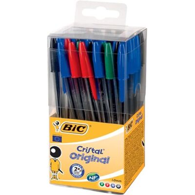 BIC Stylo Bille Cristal Tubo 50 Medium Assorti - Publicité BIC Stylo Bille Cristal Tubo 50 Medium Assorti - Publicité
