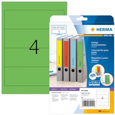 HERMA 5099 Étiquettes - 80 pcs, 192x61mm, A4, autocollantes - Publicité HERMA 5099 Étiquettes - 80 pcs, 192x61mm, A4, autocollantes - Publicité