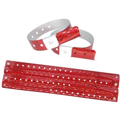 IBOO 100 Bracelets Plastique Vinyle Rouge holographique pour Évènements Festivals – Idéal pour la sécurité 25 x 1,6 cm - Publicité IBOO 100 Bracelets Plastique Vinyle Rouge holographique pour Évènements Festivals – Idéal pour la sécurité 25 x 1,6 cm - Publicité
