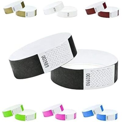 J&R Wristbands Lot de 100 bracelets en Tyvek® 1,9 cm, bracelets semblables au papier utilisés pour les événements, boîtes de nuit, parcs aquatiques, etc. (Noir) - Publicité J&R Wristbands Lot de 100 bracelets en Tyvek® 1,9 cm, bracelets semblables au papier utilisés pour les événements, boîtes de nuit, parcs aquatiques, etc. (Noir) - Publicité