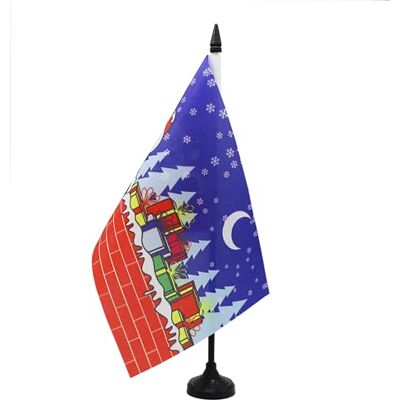 AZ FLAG Drapeau De Table Père Noël avec cadeaux 21x14 cm Petit Drapeau Du Papa Noël De Bureau 100% Polyester Avec Hampe De 25cm Et Socle En Plastique Noir - Publicité AZ FLAG Drapeau De Table Père Noël avec cadeaux 21x14 cm Petit Drapeau Du Papa Noël De Bureau 100% Polyester Avec Hampe De 25cm Et Socle En Plastique Noir - Publicité