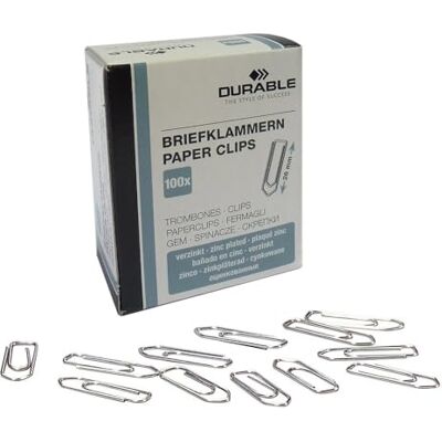 Durable 120625 Boîte de 100 Trombones 26 mm Zinc - Publicité Durable 120625 Boîte de 100 Trombones 26 mm Zinc - Publicité