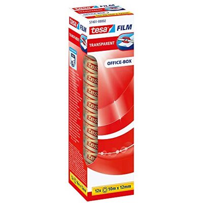 Tesa film Ruban Adhésif Transparent Résistant au Vieillissement et au Déchirement Rubans avec grande adhérence, 10 m x 12 mm Pack de 12 Rubans - Publicité Tesa film Ruban Adhésif Transparent Résistant au Vieillissement et au Déchirement Rubans avec grande adhérence, 10 m x 12 mm Pack de 12 Rubans - Publicité