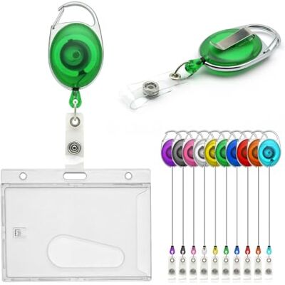 CKB LTD Ensemble de porte-badge rétractable à enrouleur Combo à face unique fermée avec fente d'éjection horizontale pour carte d'identité, pour école, bureau, attachement de clip de ceinture pour - Publicité CKB LTD Ensemble de porte-badge rétractable à enrouleur Combo à face unique fermée avec fente d'éjection horizontale pour carte d'identité, pour école, bureau, attachement de clip de ceinture pour - Publicité