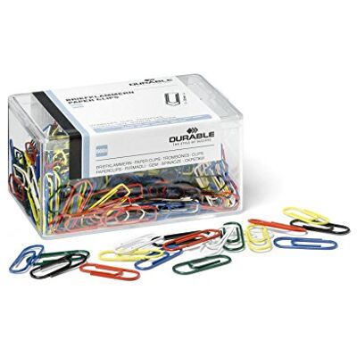 Durable 124100 Boîte de 500 Trombones Recouverts de Plastique Coloré 26 mm Assortis - Publicité Durable 124100 Boîte de 500 Trombones Recouverts de Plastique Coloré 26 mm Assortis - Publicité