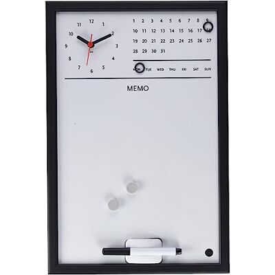 Bi-Office Tableau magnétique effaçable à sec avec Horloge/Planificateur Hebdomadaire 30 x 45 cm Noir - Publicité Bi-Office Tableau magnétique effaçable à sec avec Horloge/Planificateur Hebdomadaire 30 x 45 cm Noir - Publicité