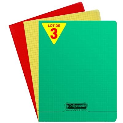 Calligraphe 18350C Lot de 3 Cahiers Agrafés (une Marque de Clairefontaine) 17x22 cm 192 Pages Petits Carreaux Papier Blanc 90 g Couverture Polypro Transparent Couleurs Aléatoires - Publicité Calligraphe 18350C Lot de 3 Cahiers Agrafés (une Marque de Clairefontaine) 17x22 cm 192 Pages Petits Carreaux Papier Blanc 90 g Couverture Polypro Transparent Couleurs Aléatoires - Publicité