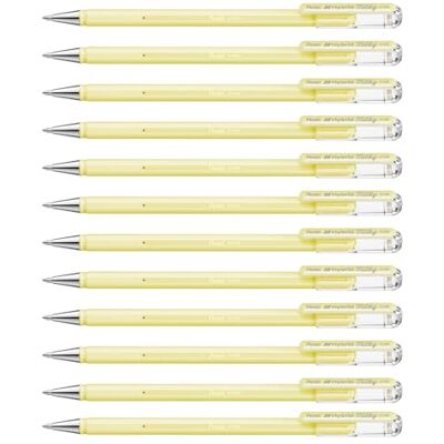 Pentel K108-P Hybrid Milky Lot de 12 Stylos Roller Encre Gel Pastel Jaune x12 - Publicité Pentel K108-P Hybrid Milky Lot de 12 Stylos Roller Encre Gel Pastel Jaune x12 - Publicité