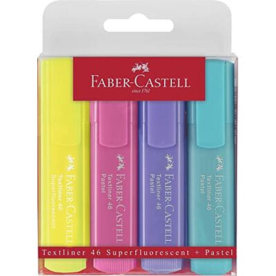Faber-Castell Lot de 4 surligneurs TEXTLINER 1546 pastel Étui de 4 - Publicité Faber-Castell Lot de 4 surligneurs TEXTLINER 1546 pastel Étui de 4 - Publicité