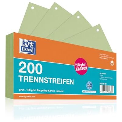 Oxford Lot de 200 intercalaires perforés en carton vert 190 g/m² - Publicité Oxford Lot de 200 intercalaires perforés en carton vert 190 g/m² - Publicité