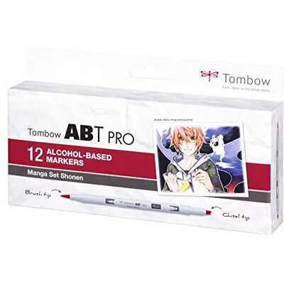 Tombow ABTP-12P-5 Marqueur à base d'alcool ABT PRO à deux pointes, set de 12 pièces, Manga - Publicité Tombow ABTP-12P-5 Marqueur à base d'alcool ABT PRO à deux pointes, set de 12 pièces, Manga - Publicité