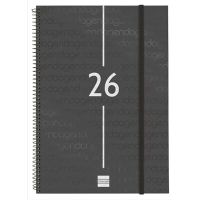 Finocam Basics Year Agenda à spirale 2026 semainier horizontal de janvier à décembre (12 mois), agenda A4 annuel 2026 avec élastique, couverture en polypropylène à spirale Basics Year Noir - Publicité Finocam Basics Year Agenda à spirale 2026 semainier horizontal de janvier à décembre (12 mois), agenda A4 annuel 2026 avec élastique, couverture en polypropylène à spirale Basics Year Noir - Publicité