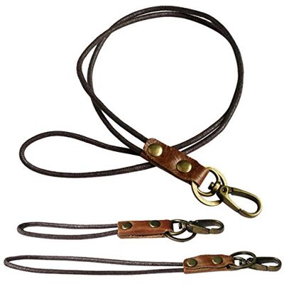 Aileder Lot de 3 cordons tour de cou en cuir avec fermoir en métal solide pour porte-badge, clés, téléphone portable, clé USB, appareil photo, lecteur de musique - Publicité Aileder Lot de 3 cordons tour de cou en cuir avec fermoir en métal solide pour porte-badge, clés, téléphone portable, clé USB, appareil photo, lecteur de musique - Publicité