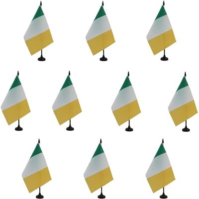 AZ FLAG Lot de 10 Drapeau De Table Irlande 21x14 cm 10 Petits Drapeaux Irlandais De Bureau 100% Polyester Avec Hampe De 25cm Et Socle En Plastique Noir - Publicité AZ FLAG Lot de 10 Drapeau De Table Irlande 21x14 cm 10 Petits Drapeaux Irlandais De Bureau 100% Polyester Avec Hampe De 25cm Et Socle En Plastique Noir - Publicité