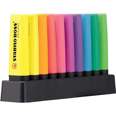 STABILO BOSS ORIGINAL Surligneur Set de bureau x 10 surligneurs 100% fluo - Publicité STABILO BOSS ORIGINAL Surligneur Set de bureau x 10 surligneurs 100% fluo - Publicité