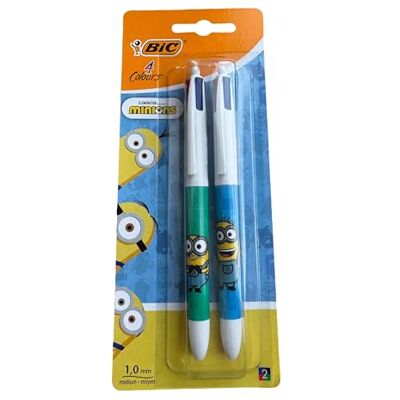 BIC 4 Couleurs Minions Original Stylo-Bille Rétractable Pointe Moyenne (1,0 mm) Blister de 2 - Publicité BIC 4 Couleurs Minions Original Stylo-Bille Rétractable Pointe Moyenne (1,0 mm) Blister de 2 - Publicité